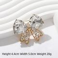 Elegant gold bow brooch with faceted crystals and colorful rhinestones, 4.4x5.0cm size - Large Bowknot Crystal