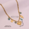 Golden stainless steel necklace featuring hollow heart and blue sunflower floral charms - Blue Flower Heart Pendant Style (1#)