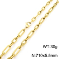 Golden titanium steel 3:1 paperclip chain necklace, 30g weight and 710x5.5mm size - 70cm / Gold