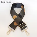 Close-up of heart jacquard nylon bag strap with light gold metal swivel hooks and slider - No. 15 + Gold Hook (Dark Grey with Colorful Heart)