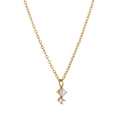 Gold birthstone necklace featuring a white pearl and sparkling clear zircon pendant - April Necklace