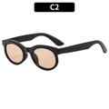 Gafas de sol ovaladas vintage con montura negra brillante y cristales ámbar - Marco Negro Lentes de Té Claro