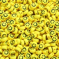 7mm gelbe Acrylperlen mit Smiley-Gesicht für DIY Kinder-Armbänder zum Selbermachen - Ca. 100 Stk/Packung / Gelb