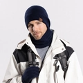 Marineblaues Strick-Set für Herren mit Mütze, Schal und Handschuhen für Winter - 3-teiliges Set - Marineblau