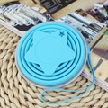 Collapsible light blue star-shaped silicone cup 270ml with portable lanyard strap - Star Pattern Blue