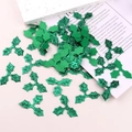 Confeti de hojas de acebo verde brillante para manualidades navideñas de bricolaje - Hoja de oro