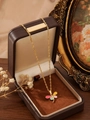 Detailed close-up of 18K gold-plated necklace featuring a multi-color enamel butterfly pendant - Zhn741彩5