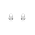 Détails de boucles d'oreilles sac à main argentées avec texture matelassée et cristal - Style Sac à Main Argenté (JQH0357-SS)