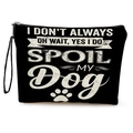 Black canvas cosmetic bag with white pet dog paw print and vintage typography design - Black-Dogs Are My Favourite People (Without Wristlet)