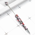 DIY beadable pen featuring leopard print and pink heart patterns on a metal rod base - Heart and Cat Leopard Print (45)