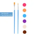Set of 6 color acrylic paints in 5ml pots with two assorted art brushes for children - 5ml 6 Colors Style B + 2 Brushes