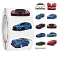 Detailed view of car cartoon stickers roll with dimensions and 10 vehicle designs - Jjt035 Automobile (10 Images 500 Sheets/roll)