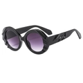 Oversized black textured frame sunglasses with purple gradient lenses for a stylish look - Glossy Black / Gradient Grey