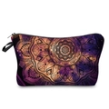 Detail of mandala star print cosmetic bag with zipper and portable handle strap - Starry Sky Mandala-55251