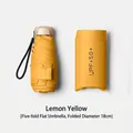 Mini 5-fold flat lemon yellow sun umbrella with UPF 50+ coating and 18cm compact size - 5-Fold Flat Umbrella / 6 Ribs (18cm) / Lemon Yellow