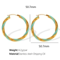 50.7mm oversized stainless steel hoop earrings with Tiffany blue enamel in gold finish - Large Blue Gold Twisted Hoop Earrings