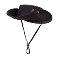 Classic black outdoor sun hat with wide brim, adjustable chin strap and side snaps - Cowboy Hat / Black