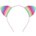 Cute rainbow glitter cat ear headband with colorful sequins for girls and parties - Rainbow