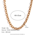 6.9mm thick 18K gold plated stainless steel curb chain necklace for women - 6.9mm Cross Chain-Gold Necklace-40cm+5cm