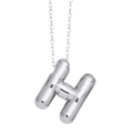 Polished silver 3D alphabet H pendant necklace with delicate chain for women - Letter H