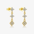 Elegante vergoldete S925 Sterlingsilber Tropfenohrringe mit Kleeblatt-Zirkonia-Steinen - 925er Silber / Gold