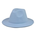 Close-up of light blue wool felt fedora hat showing smooth texture and flat brim design - Adult 56-60cm / Thickened and Hardened / Sky Blue