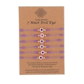 Set of six purple 7-knot evil eye woven bracelets with pink beads and gold accents - 6Pcs Set/Purple (ZJ11937)