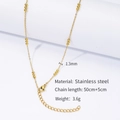 Detail view of 1.3mm 18k gold-plated stainless steel chain with 50+5cm length specs - HC0049G1650-O-Chain with Three Beads