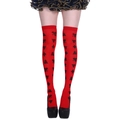 Red over-knee high socks with black poker suit print for Halloween cosplay - One Size / Red Monochrome Poker 2#