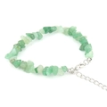 Adjustable natural green crystal stone bracelet with silver lobster clasp and extension chain - Green Aventurine