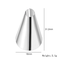 Polished stainless steel piping tip nozzle with 31.2mm height and 18mm base diameter - Design No.5