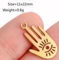 Goldener Hamsa-Hand-Anhänger mit bösem Blick für DIY-Schmuck, Größe 11x22 mm - Hamsa Hand / Gold