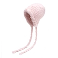 Sweet pink plush earflap hat with long straps made of soft faux fur for women - Adjustable / Light Pink