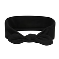 Black elastic bohemian yoga headband with a stylish knotted bow design for women - Black