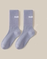 Chaussettes mi-mollet en coton lavande avec broderie 'thumb' blanche et bords côtelés - Taille unique / Gris Violet
