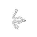 Silver snake ear cuff with pave set cubic zirconia stones on white background - Silver Adjustable Spirit Snake Ring