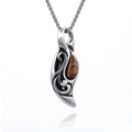 Collana con ciondolo a goccia in occhio di tigre e catena in acciaio inossidabile - Colore Acciaio Occhio di Tigre (Senza Catena)