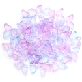 Macro shot of 15mm gradient purple and blue butterfly crystal glass beads for DIY jewelry - Pink Purple