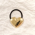 Minimalist golden hollow heart hair tie with high-elastic black ponytail holder band - Gold Heart Smooth 5cm