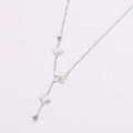 Zilveren roestvrijstalen Y-vormige ketting met vlinderhangers en kralen op een fijne ketting - Staalkleur