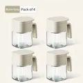 Set of 4 glass spice jars in warm grey with moisture-proof lids and ergonomic handles - Set of 4 / Warm Gray