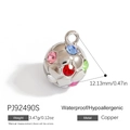 Silver copper football pendant accessory with colorful rhinestones for jewelry making - Pj92490s
