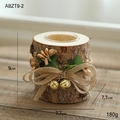 Porte-bougie de Noël en bois rustique avec pommes de pin et clochette dorée - Style Nœud en Corde de Chanvre (Sans Bougie) (ABZT9-2)