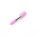 Pink lipstick-shaped ballpoint pen featuring sparkling rhinestones and silver metal ring - Pink