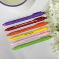Set of 6 colorful retractable ballpoint pens with unique witty quotes and matte finish - 6Pcs Humor Quotes Series