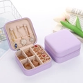 Portable light purple square jewelry box with necklace hooks and ring slots - Lavender