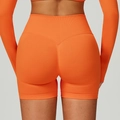 Helle orangefarbene nahtlose Yoga-Shorts mit hoher Taille und Push-up-Effekt für Fitness - S / Orange
