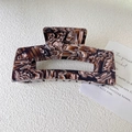 Elegant large brown marble acetate square claw clip for hair styling and updos - Coffee