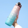 32oz large capacity gradient water bottle with straw and time marker in pink and blue - 1000ml / Tiffany Blue