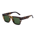Retro square sunglasses with brown tortoise frame and dark green lenses for men - C4 Dark Tea Tortoise Frame G15 Green Lens